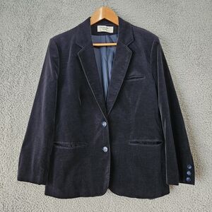 Vintage Women's Velvet Blazer Size 18 L Navy Blue Changing Scene Made in Japan